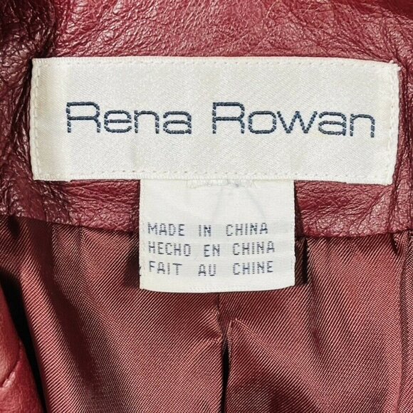 Vintage Rena Rowan Leather Blazer Style Overcoat Burgundy Womens Size L - Picture 5 of 7